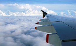 Above it all: a view from an airplane window.