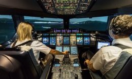 Back down to earth: in the cockpit of a British Airways A380.