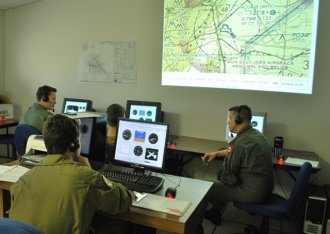 Ground school session at the National Test Pilot School in California.
