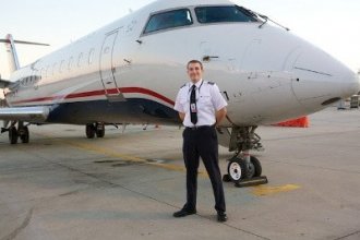 mark maxwell airline pilot in front of airplane